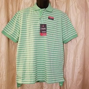 Chaps green striped polo with logo, size L